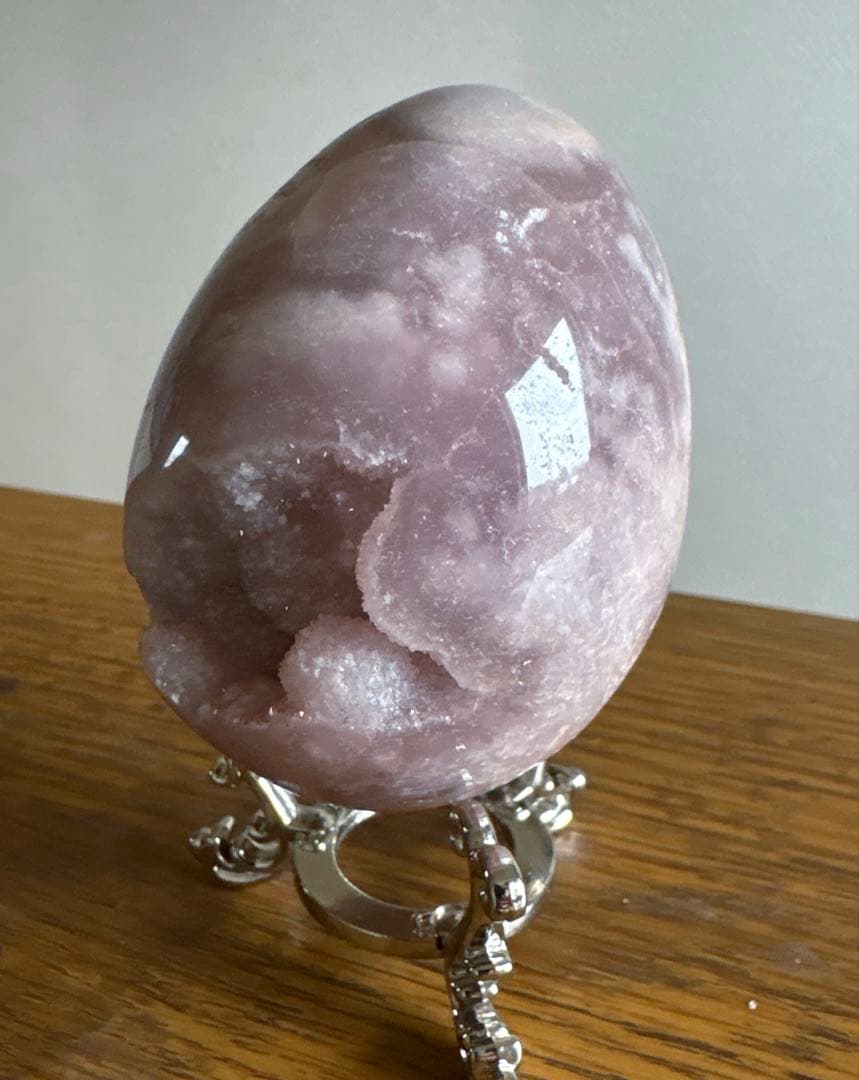 ピンアメ たまご エッグ 楕円 ピンクアメジスト ジオード 天然石