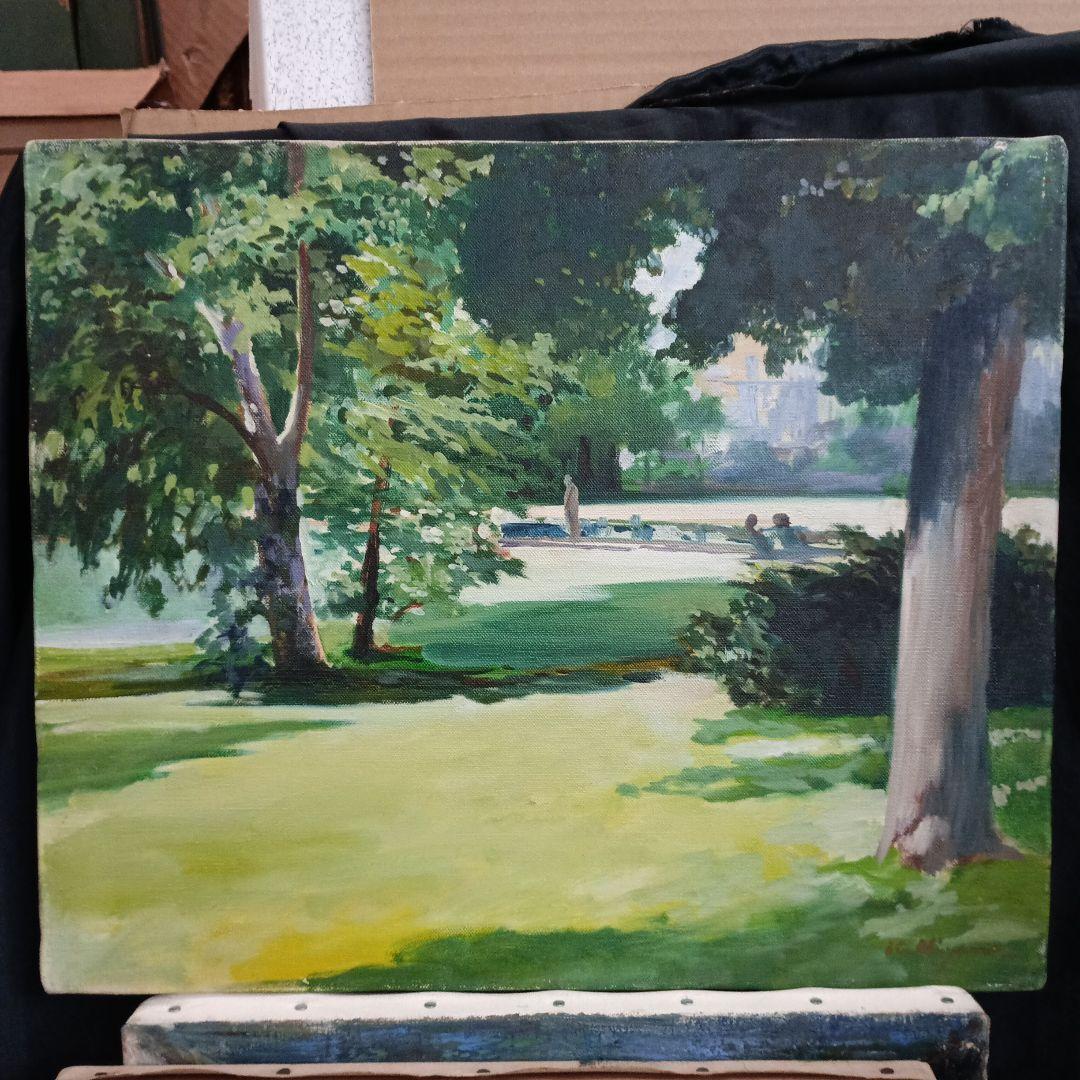 檜山健三　公園　8号油彩　茨城の物故大家　激安 Yahoo!オークション -「檜山健三」の落札相場・落札価格