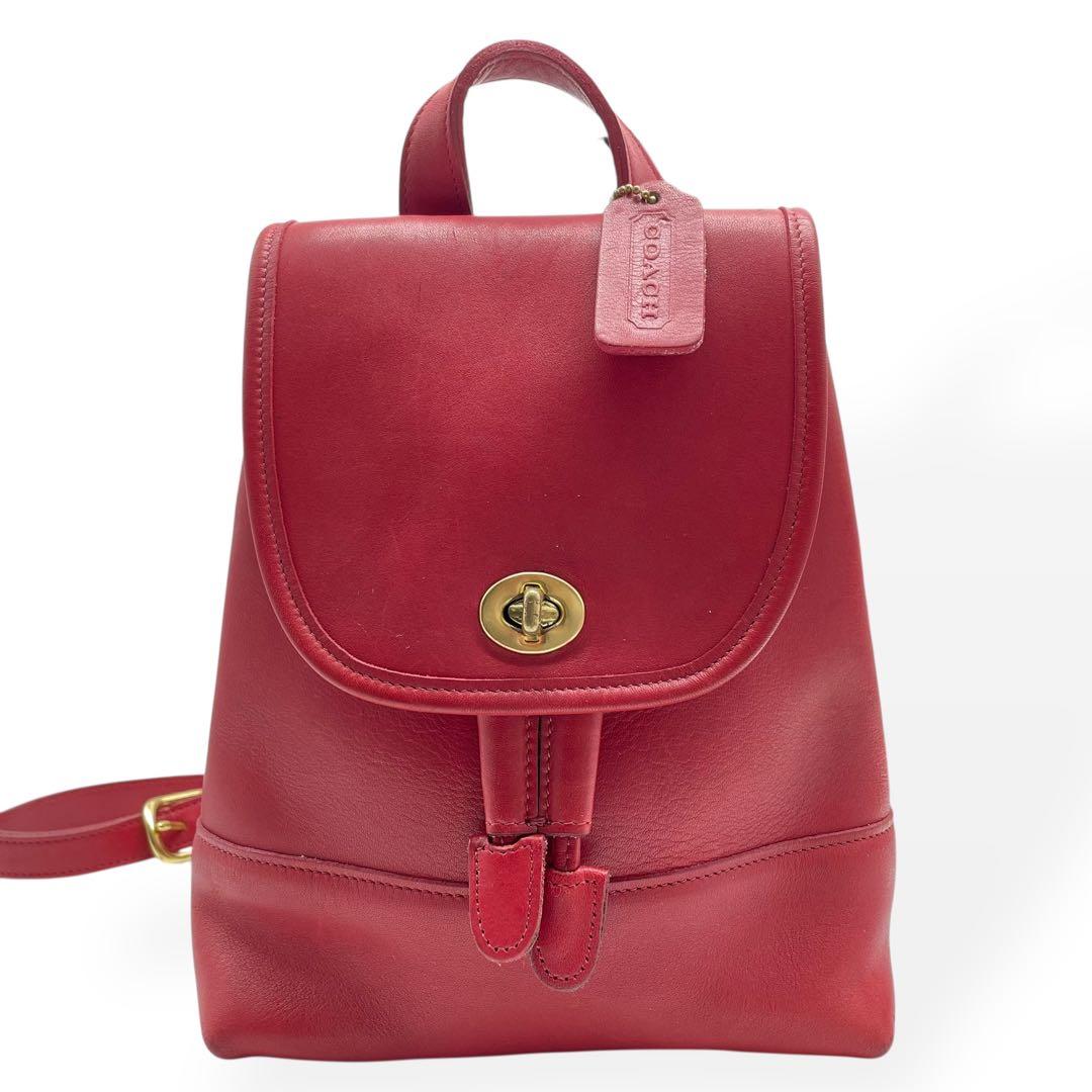 極美品　COACH オールドコーチ　リュック　レザー　レッド　9960