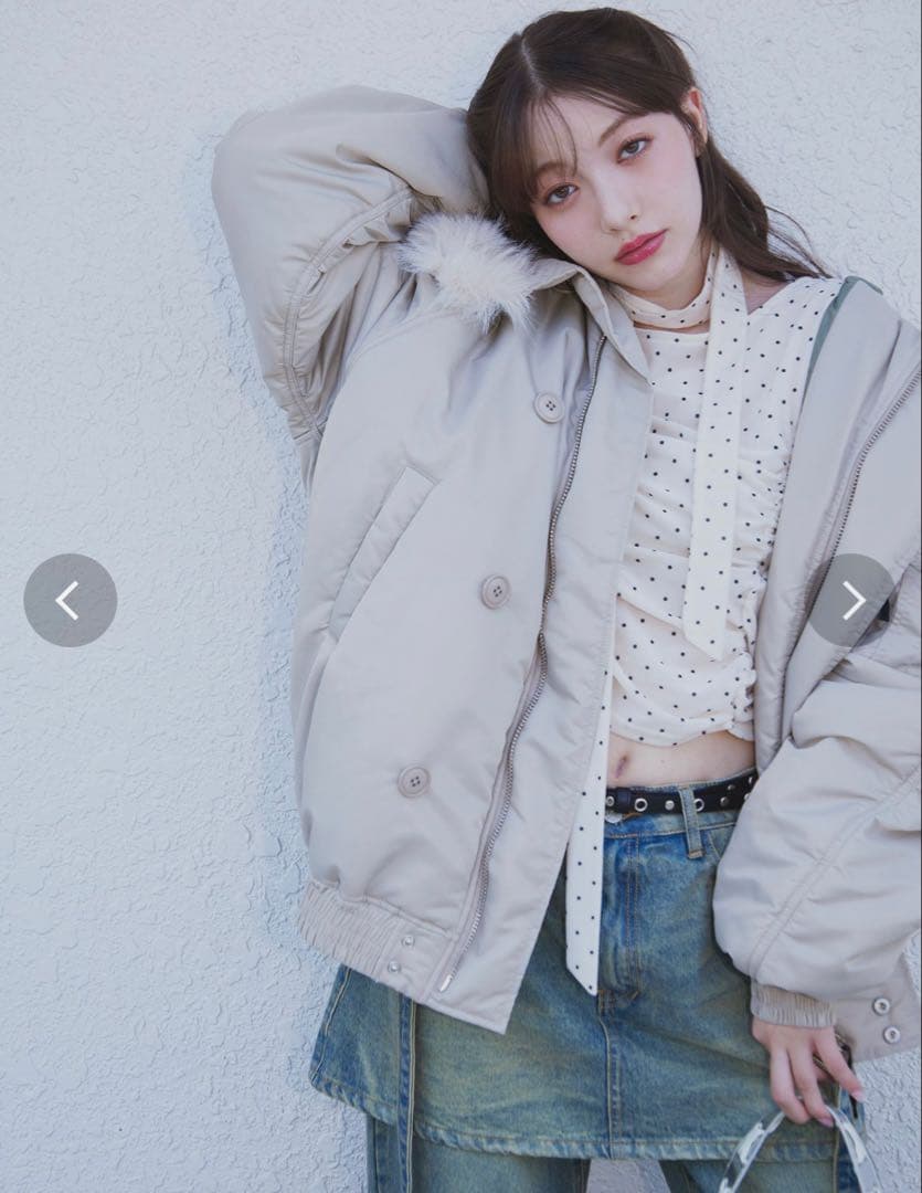 jouetie ルーズN-2Bブルゾン ファーフード付き アイボリー - メルカリ