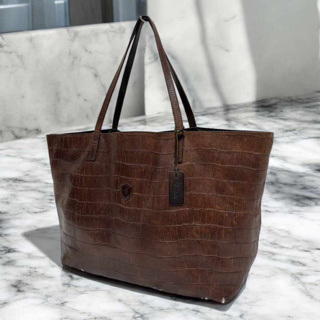 最高級✨フェリージ ✨クロコ型押し　レザートートバッグ ビジネス　11-91