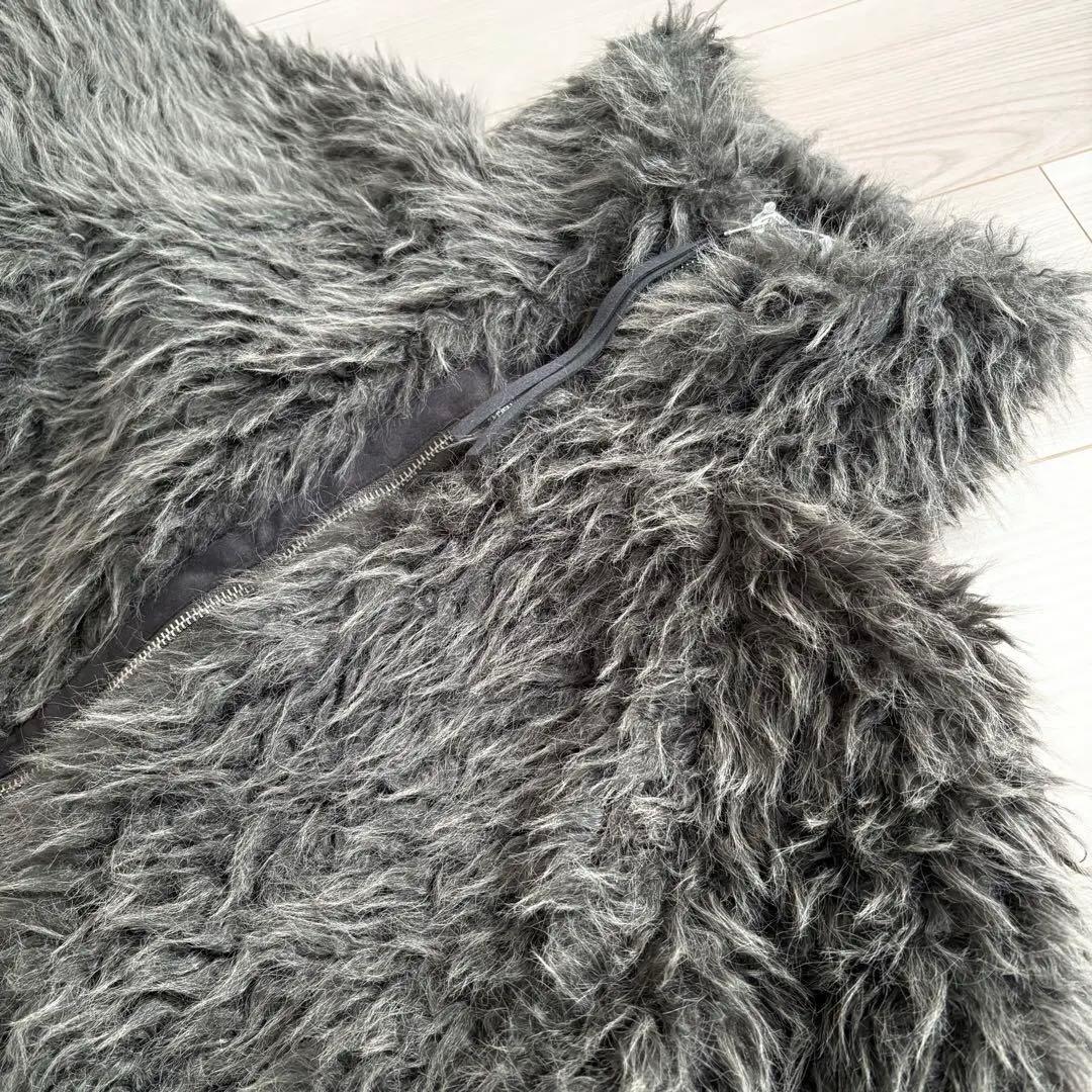 新品】ミックスシープファー スタンドブルゾン チャコール - メルカリ