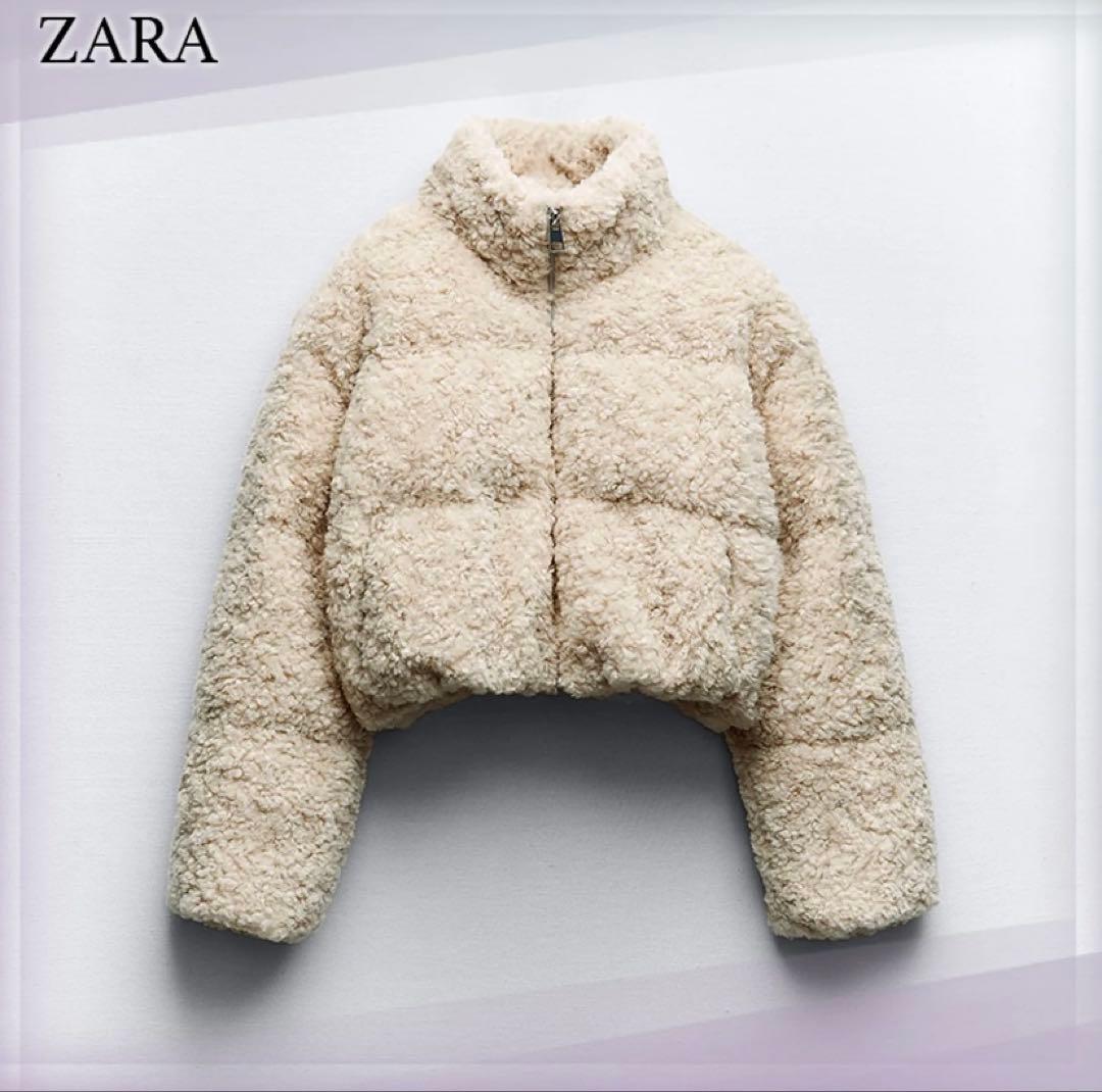 ZARA クロップド フェイクボア キルティングジャケット - メルカリ