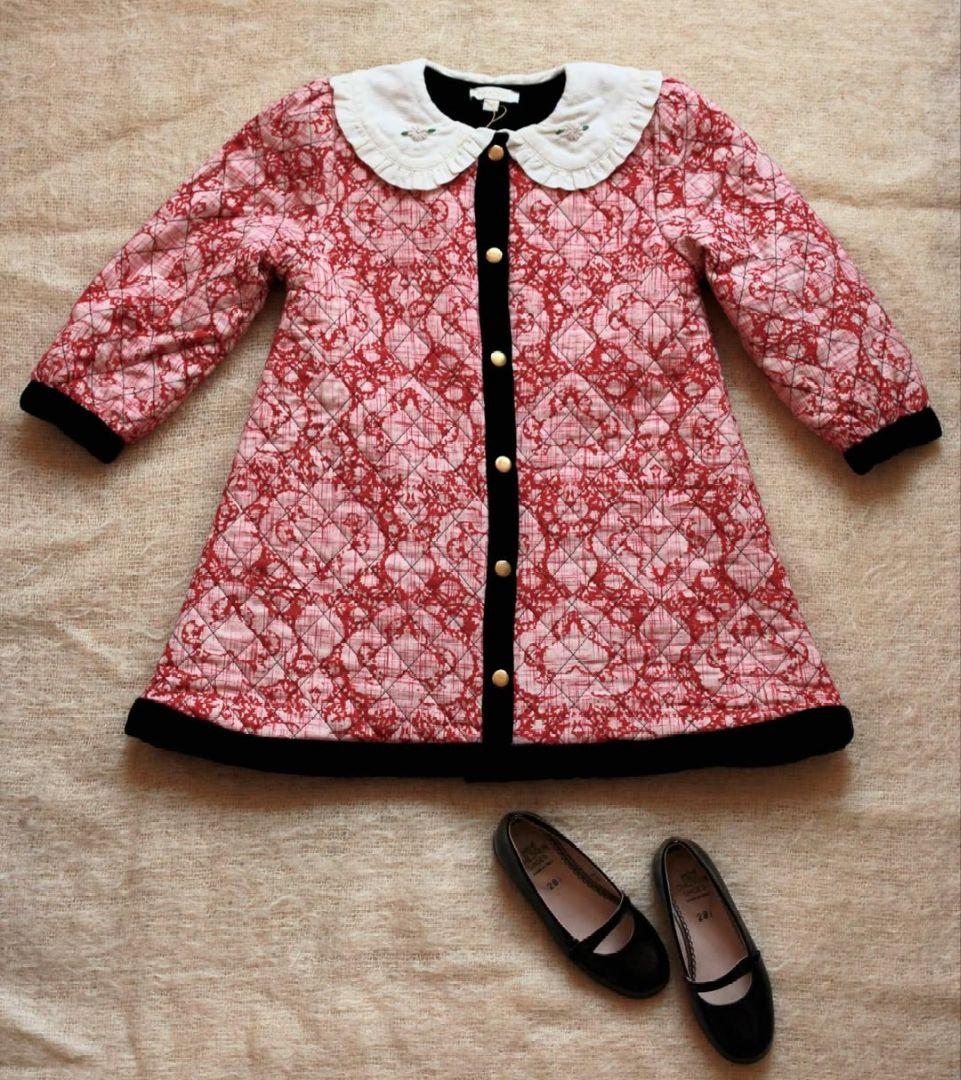 Bonjour diary ベロア キルティングコートドレス2Y