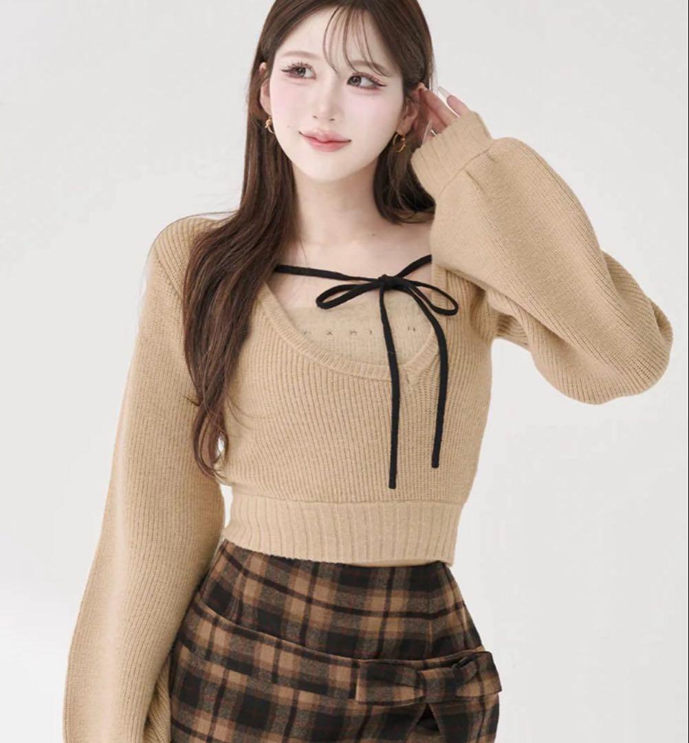 アシメレイヤードニットトップス