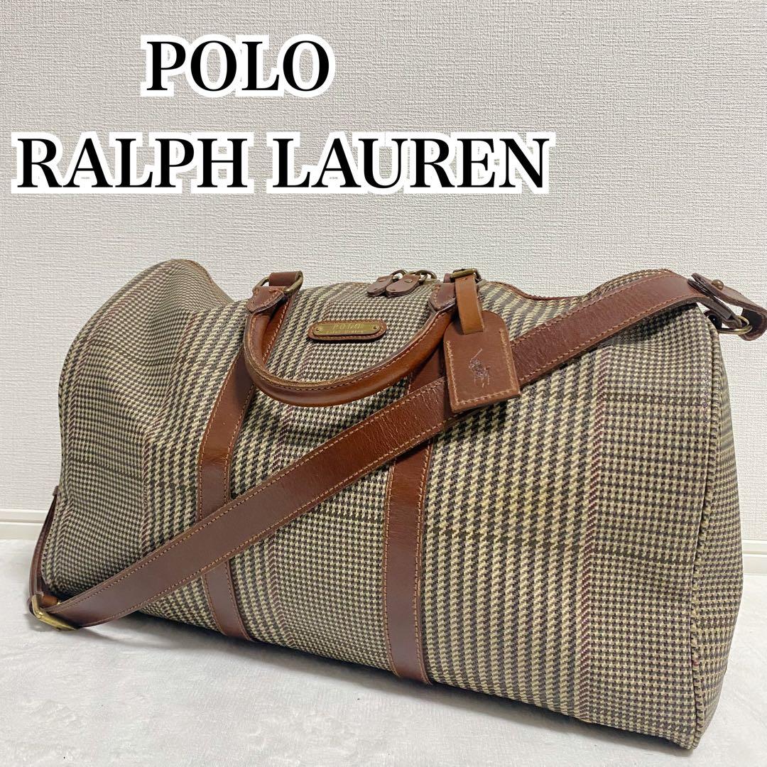 希少 ポロラルフローレン 千鳥格子 ボストンバッグ 大容量 ショルダー 南京錠