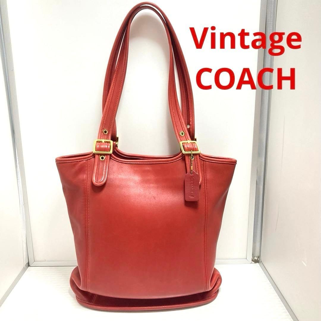 希少色　COACH オールドコーチ　USA トートバッグ　肩掛け　XL 赤