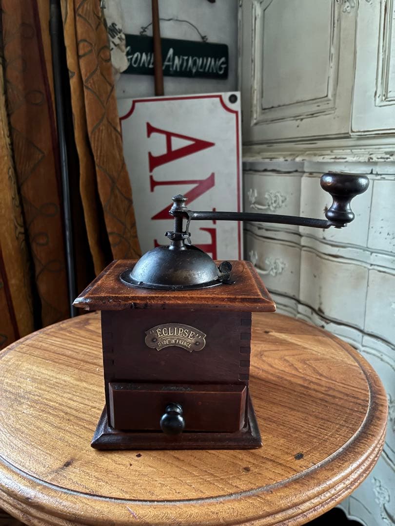 フランス　アンティーク　木製　コーヒー　ミル　グラインダー ECLIPSE 美品