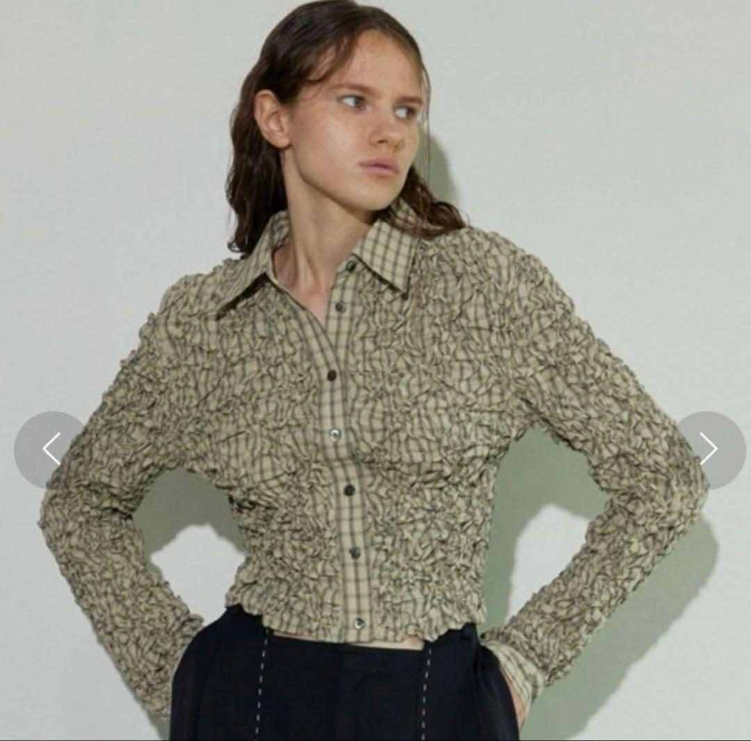 MAISON SPECIAL チェックシャーリングショートシャツ MAISON SPECIAL(メゾンスペシャル)｜Checkered Shirring Short Length