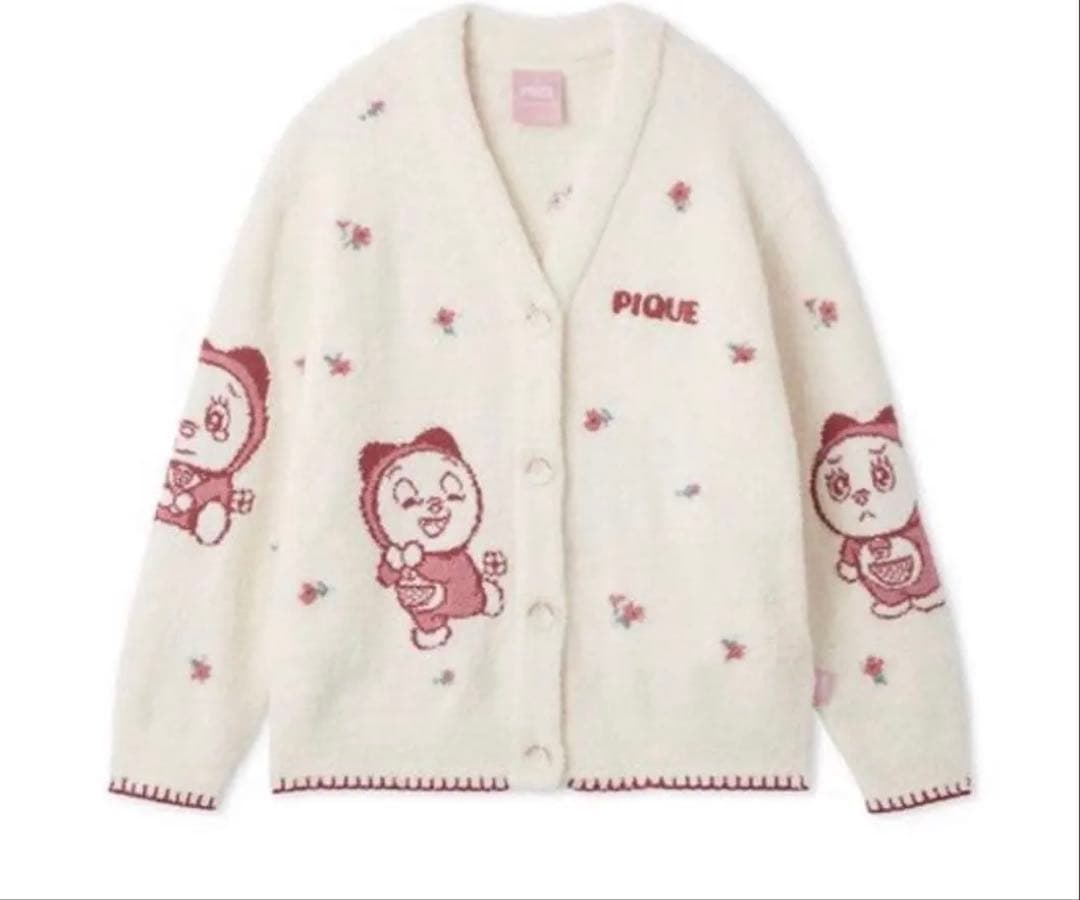 ジェラピケ　ドラミちゃん　ベビモコジャガードカーディガン ドラえもん】【ベビー】ベビモコジャガードカーディガン(ポンチョ