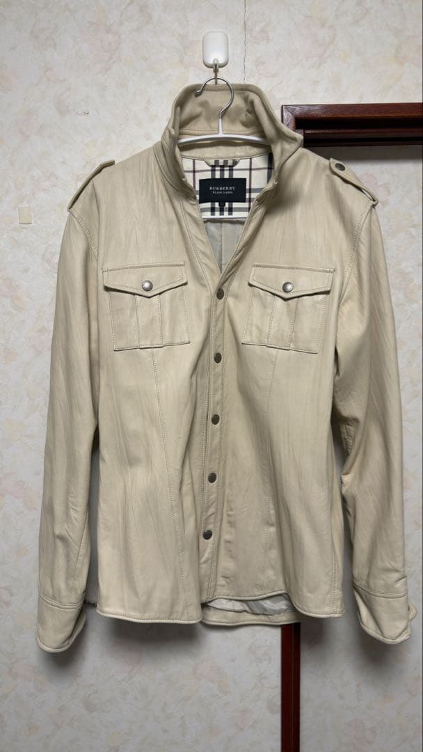 【希少】BURBERRY BLACK LABEL 羊革 シャツ ジャケット　L