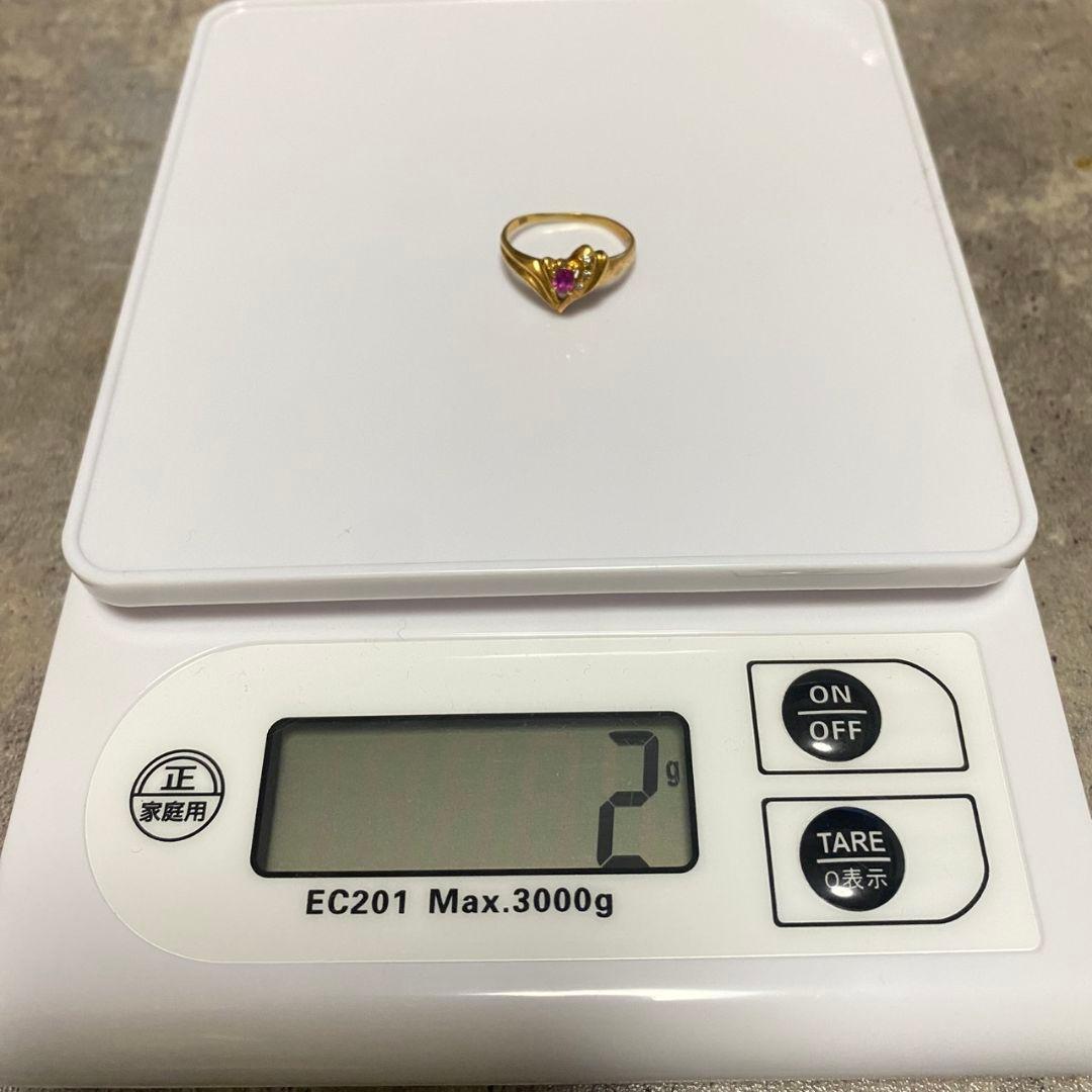 k18 2g ルビー石次リング　歪みあり