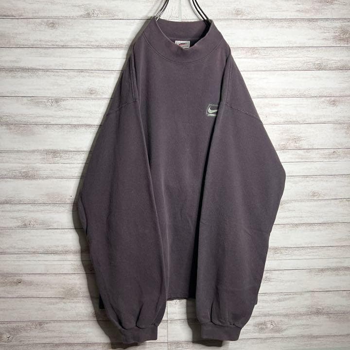 USA製!!】ナイキ ✈︎刺繍ロゴ モックネック 白タグ ゆるだぼ 裏起毛