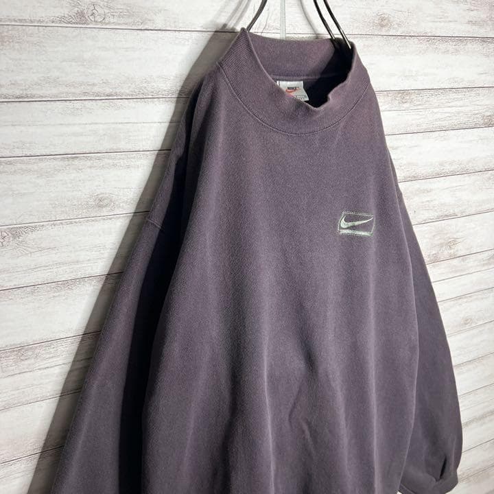 USA製!!】ナイキ ✈︎刺繍ロゴ モックネック 白タグ ゆるだぼ 裏起毛