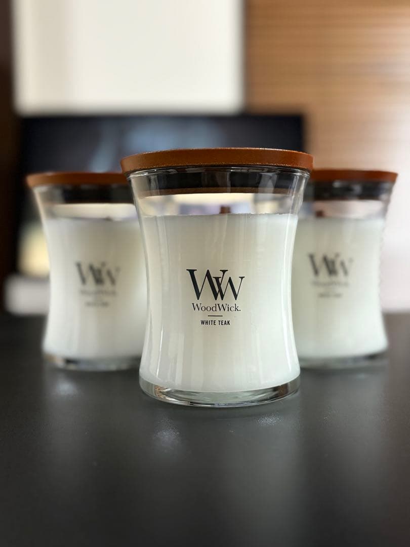 WW wood wick white teak Mサイズ　3個セット