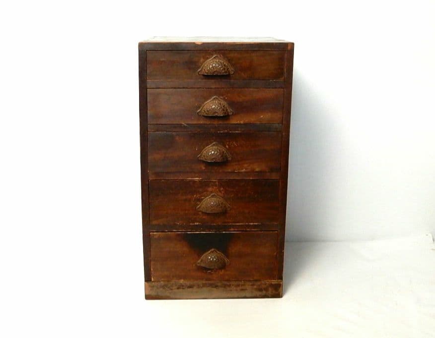 【昭和レトロ アンティーク】引き出し 引き戸 五段