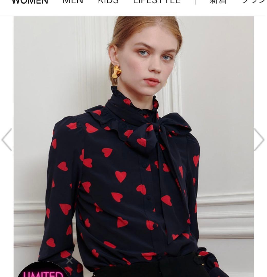 【LOULOU WILLOUGHBY】デシンハートプリントボウタイブラウス allureville｜WEB限定【LOULOU WILLOUGHBY】デシンハートプリント
