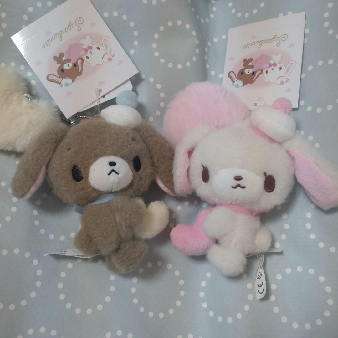 シュガーバニーズ　マスコット　ふわふわハート　しろうさ くろうさ