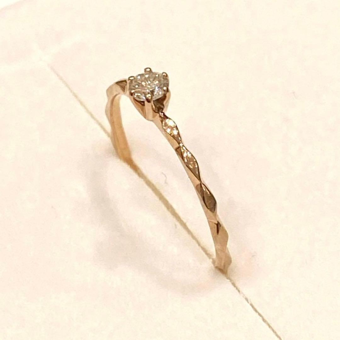 K18PG ダイヤモンドリング 0.1ct