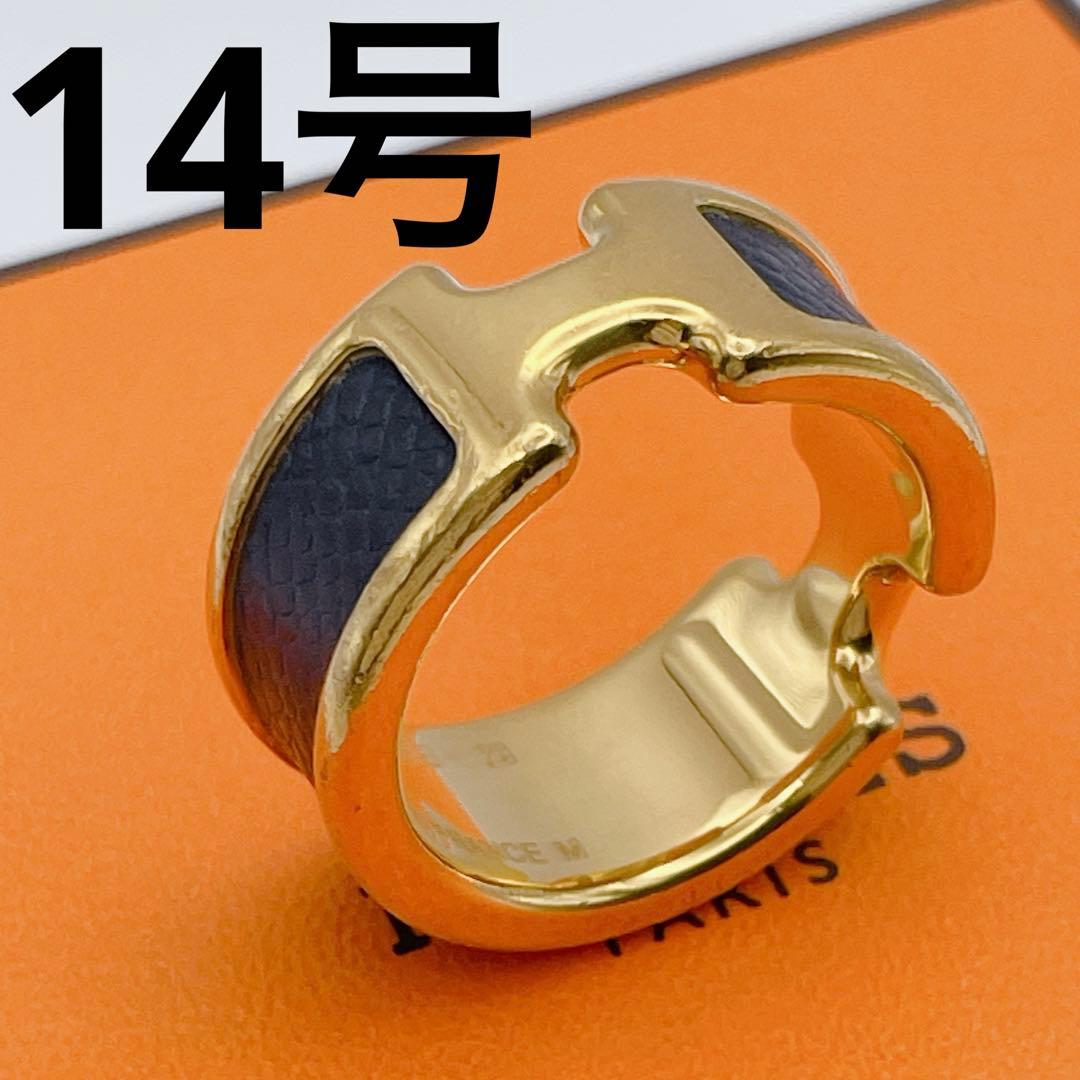 HERMES リング オランプ PM ゴールド ブラック 指輪 14号 - メルカリ