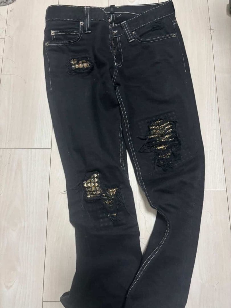 Bess Nyc Knee Studs Damaged Denim - メルカリ