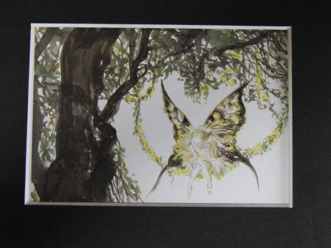 天野喜孝、【妖精シリーズ2008　イエロー】、希少な額装用画集より