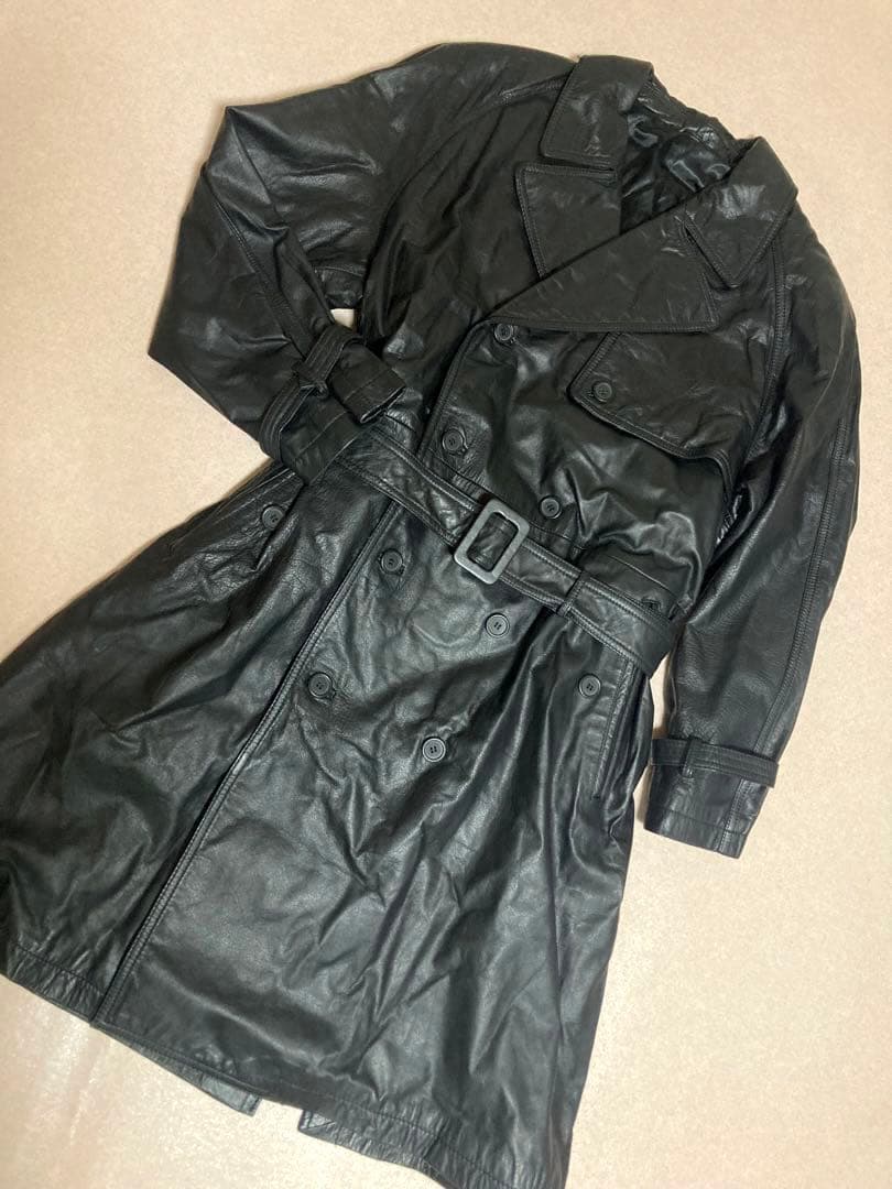 美品 y2k archive カウレザー トレンチコート 牛革 ベルト 光沢 黒 楽天市場】
