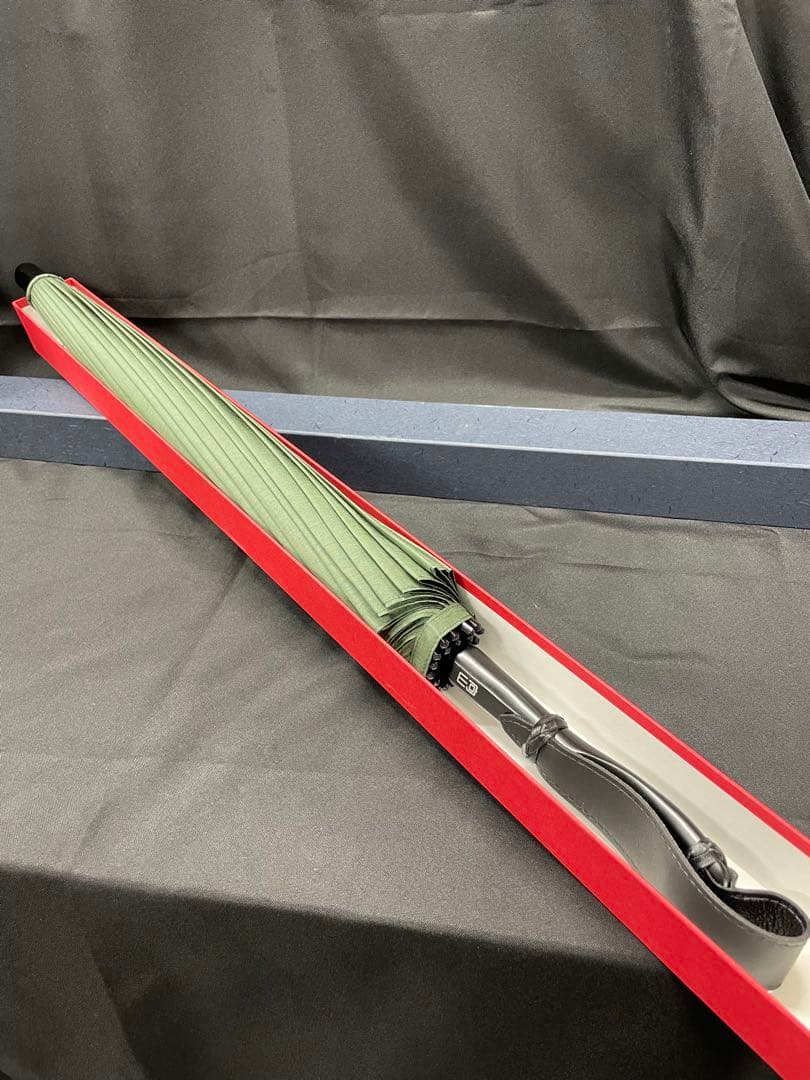 C1【used】高級洋傘 福井洋傘 グリーン 24骨 記名あり