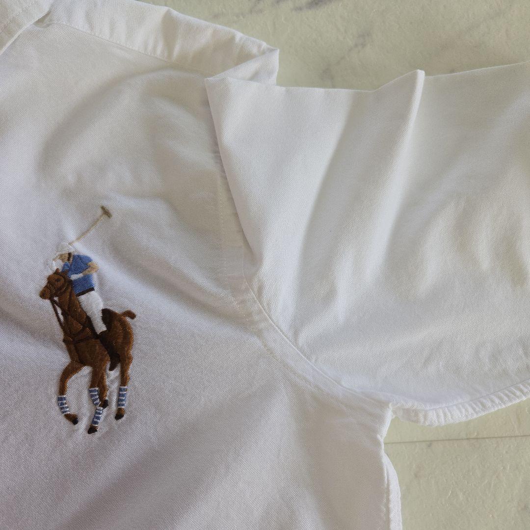 ラルフローレン 長袖シャツ ビッグポニー刺繍 白 ホワイト L相当