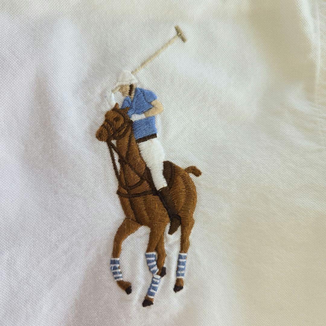ラルフローレン 長袖シャツ ビッグポニー刺繍 白 ホワイト L相当