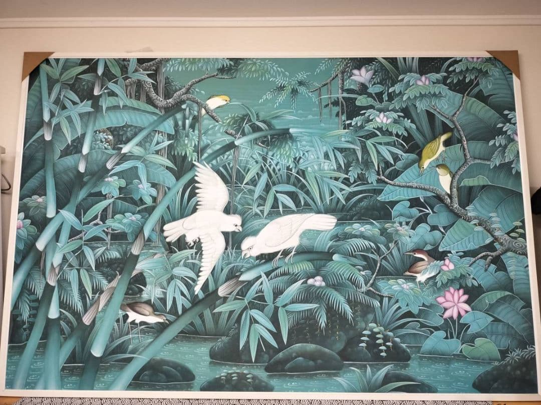 名古屋引取限定!見学可！部屋で森林浴♡1.2×1.8m 大型バリ絵画