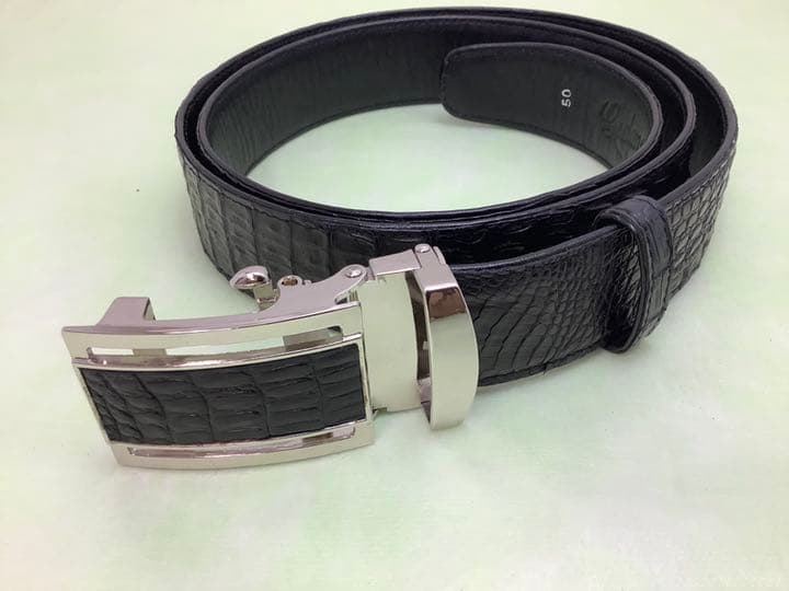 shinゴダン クロコダイル 本革ブラックメンズベルト