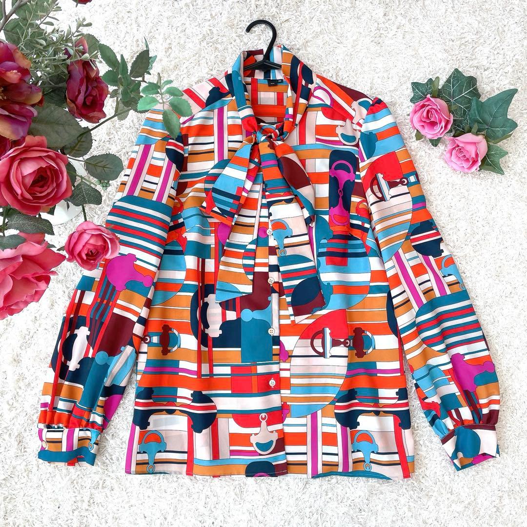 【未使用✨】ソブ sov . プリント柄ボウタイブラウス 派手 リボンタイ