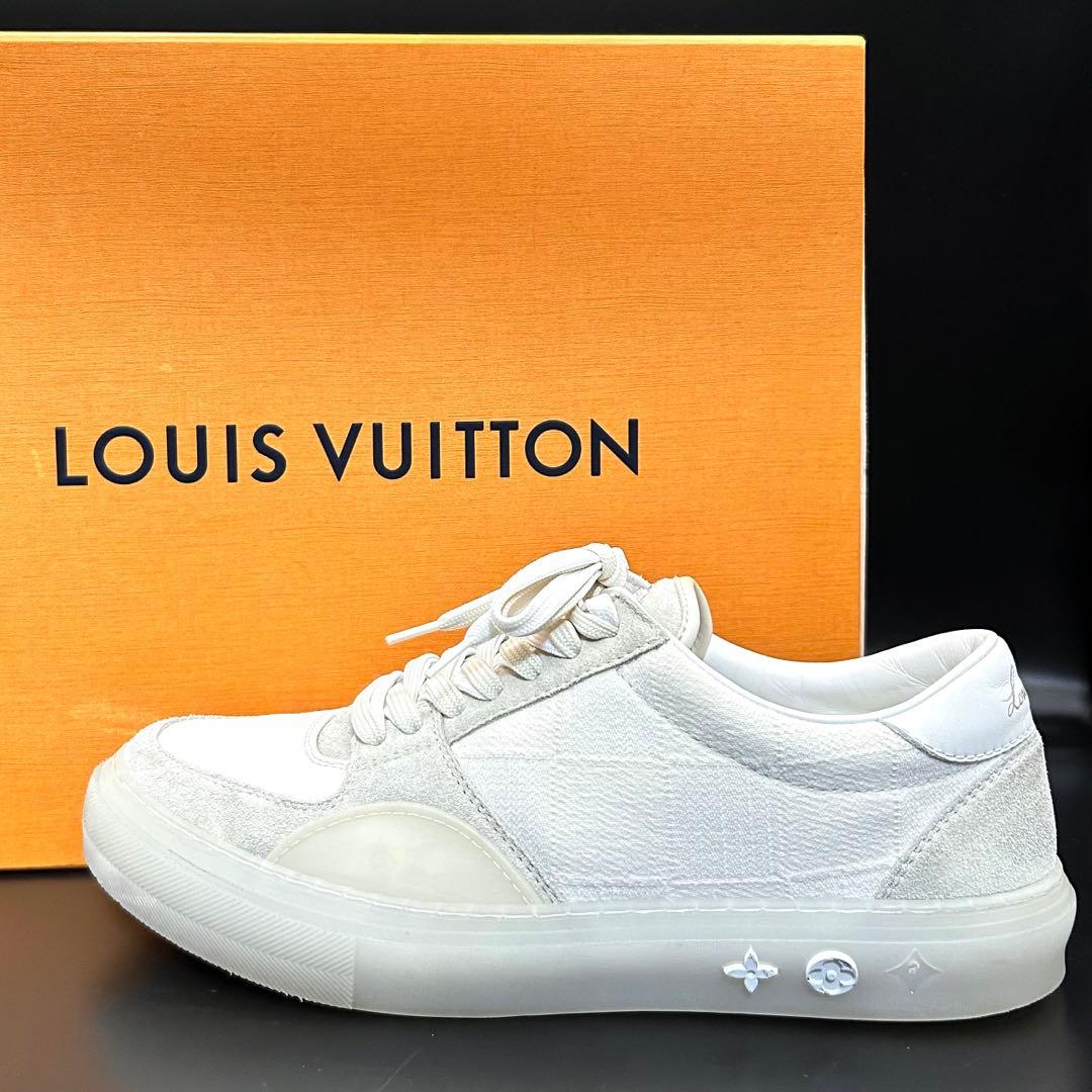 【極美品】ルイヴィトン LVオリライン スニーカー メンズ ダミエ デニム 白