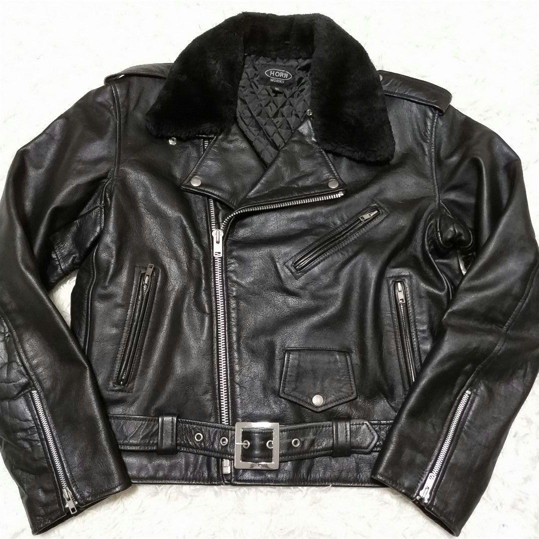 ホーンワークス　ダブル　ライダース　レザー　裏地キルティング　大きいサイズ Horn Works 本革 UKタイプ ダブルライダースジャケット メンズ ホーン