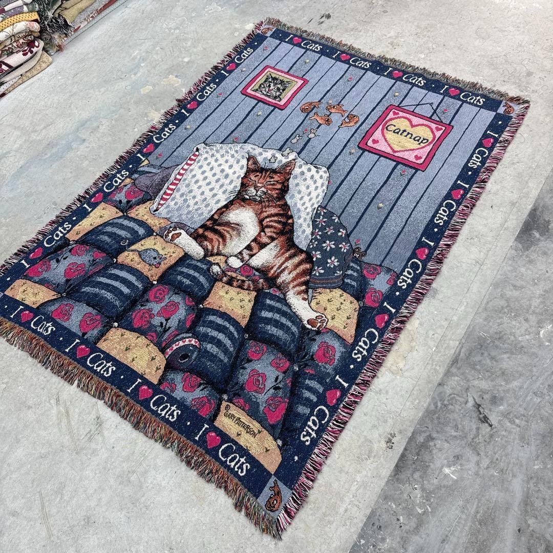 夢見る猫　マルチカバー　ソファーカバー　ヴィンテージラグ182x126 楽天市場】ソファーカバー マルチカバー 猫柄 ネコ柄 3人掛け 肘付き