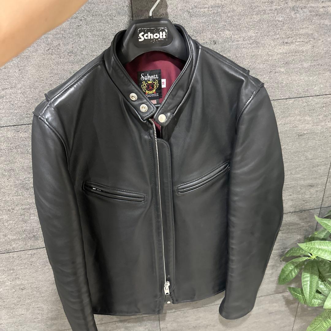 【ぺんた】Schott シングルライダースジャケット 38 ブラック