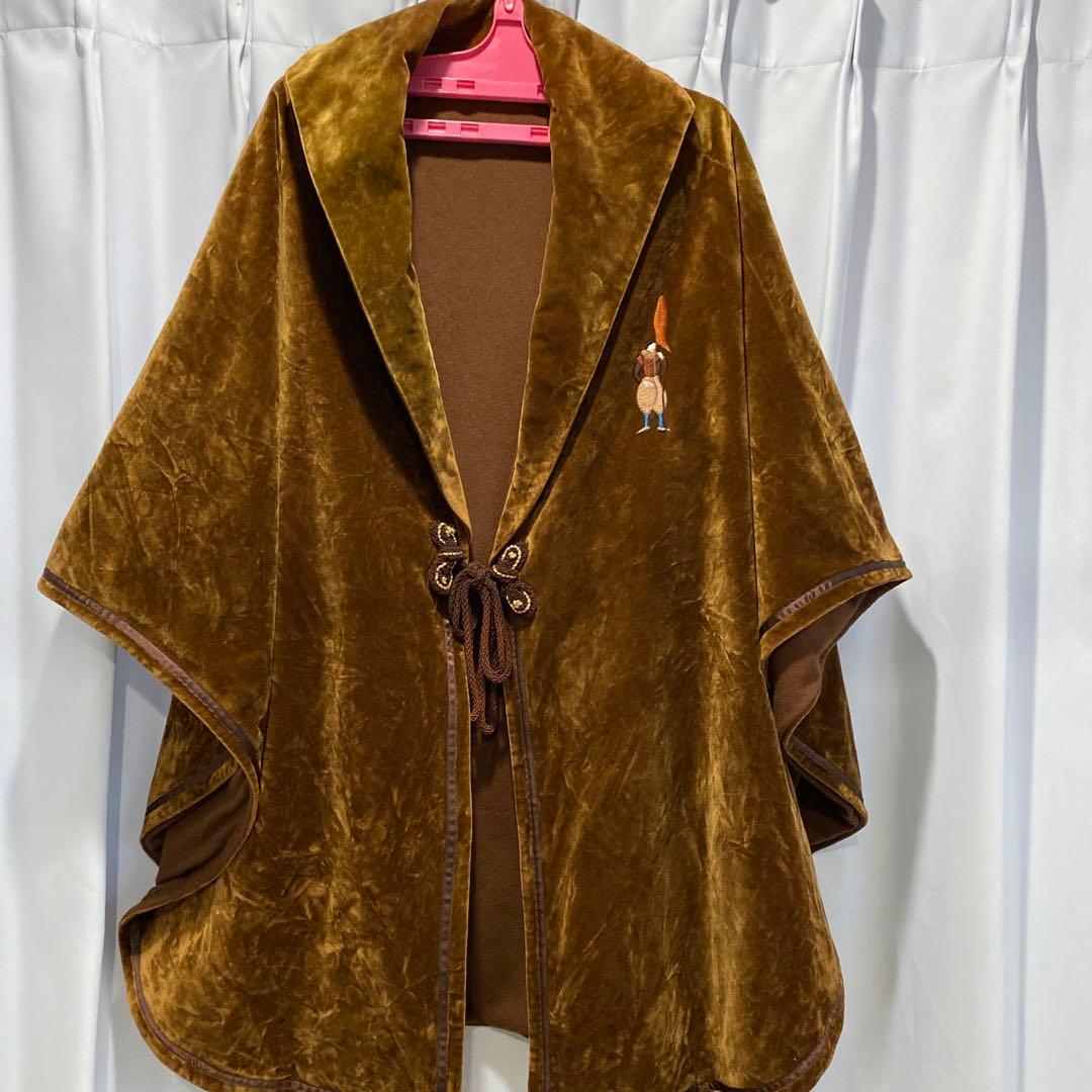 ＊*8様 ブラウンベルベットポンチョ刺繍付き　マント
