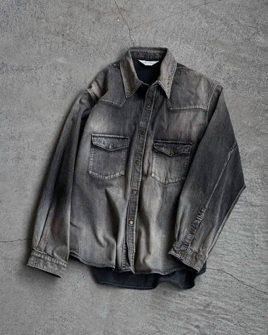 【ANCELLM】DENIM Western SHIRT - Black 2