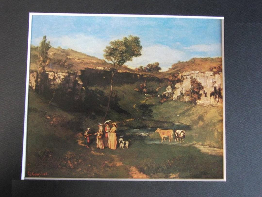 ギュスターヴ・クールベ、【村の娘たち】、希少な額装用画集より、状態良好