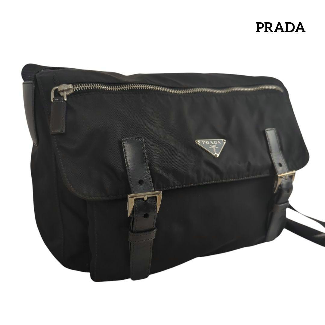 PRADA プラダ ナイロン ショルダー メッセンジャーバッグ プレート ロゴ