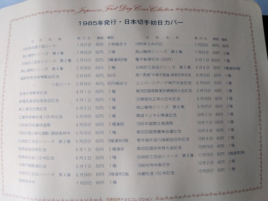 初日カバー 1985年 昭和60年 丑年 記念切手 切手 42通 ファイル 新品