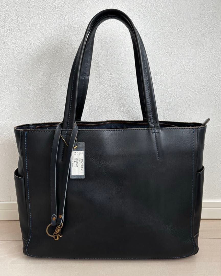 東急ハンズオリジナル　ガッドワーク　レザートート　L　37501　ネイビー