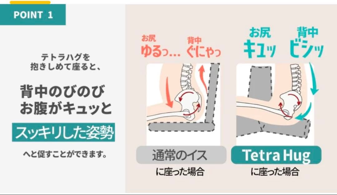 【座るだけで筋肉活動量8倍！】ゆる筋トレビーズクッション -Tetra Hug-