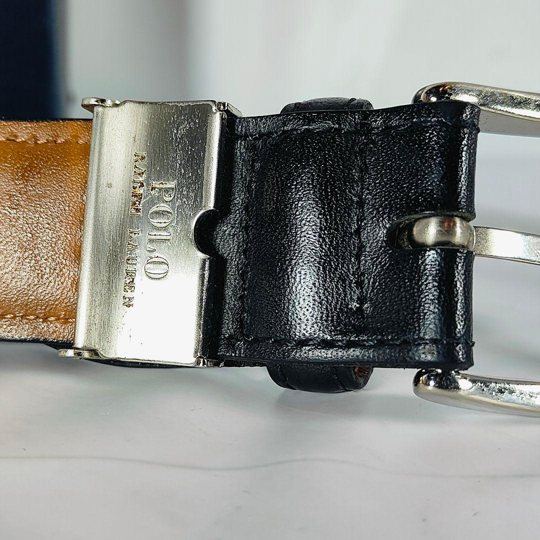 カウスキンレザー】ポロラルフローレン 高級黒艶ドレスベルト 本革