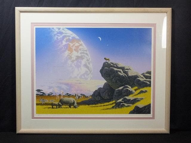 シム・シメール　直筆サイン『ここは彼等の惑星でもある』ミクストメディア1127D シム シメール（Schim SCHIMMEL）「目覚め」ミクストメディア版画 絵画