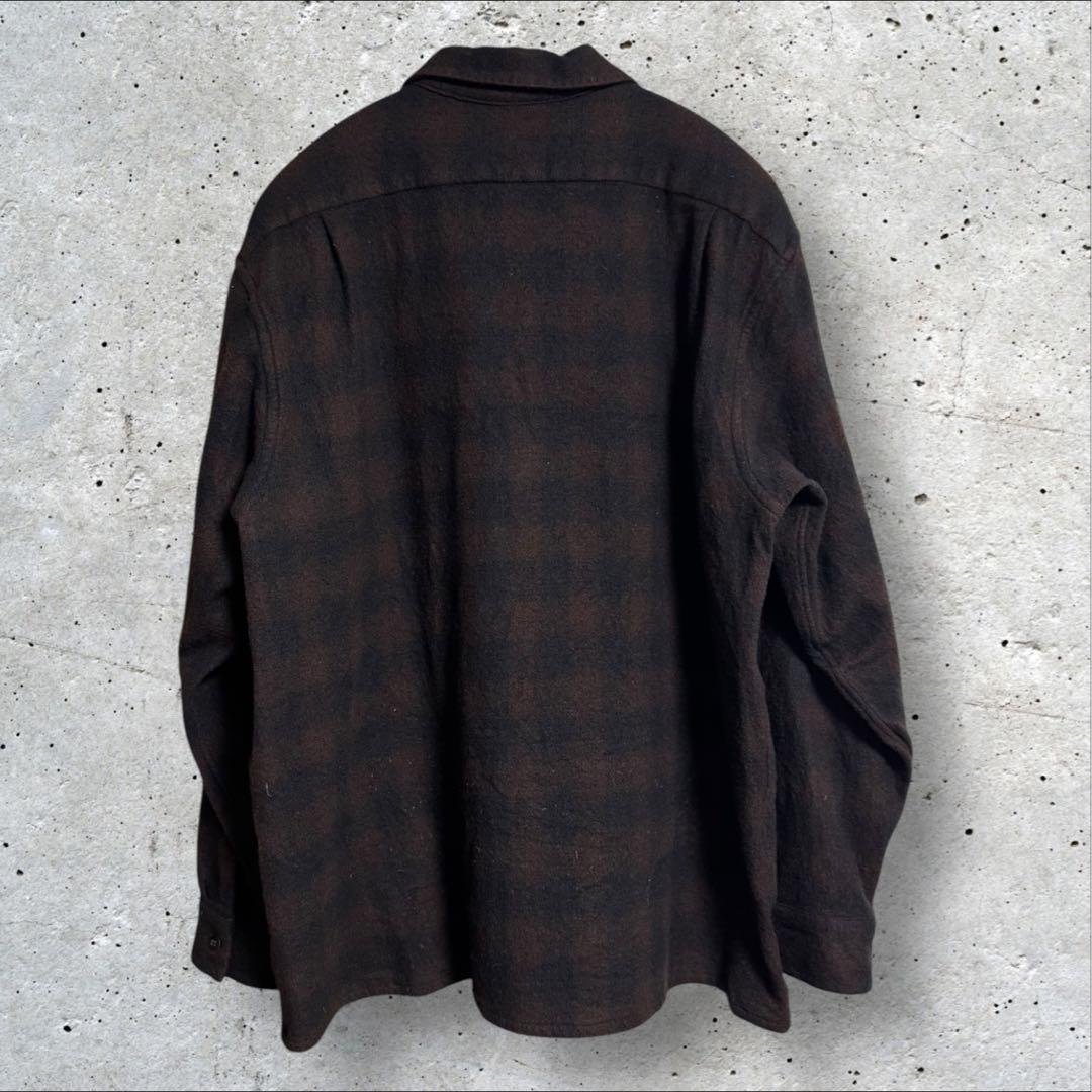 COMOLI コモリ ウールチェックシャツ ブラウン 2 カシミヤ 長袖 茶