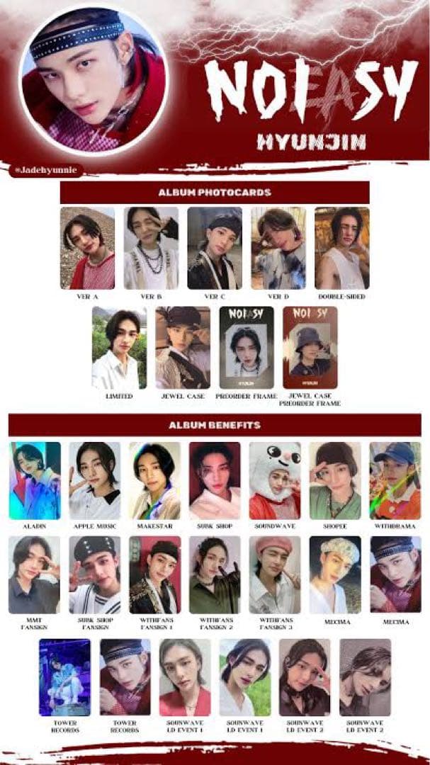 希少 NOEASY Subk ヒョンジン トレカ Red Lights - メルカリ