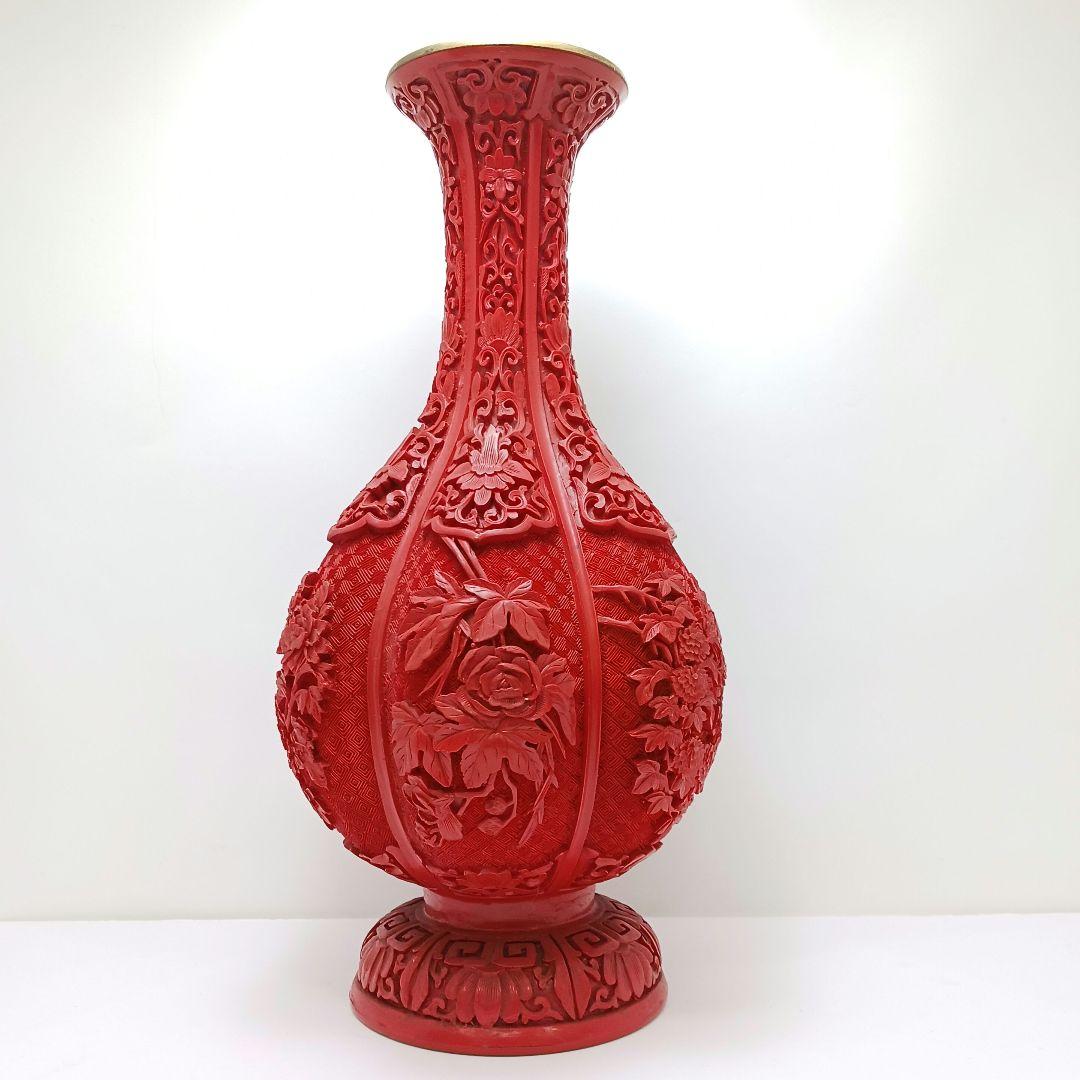 Y2551 中国 堆朱 6面花図 花瓶 高さ31.5㎝ Y2551 中国 堆朱 6面花図 花瓶 高さ31.5㎝ - メルカリ