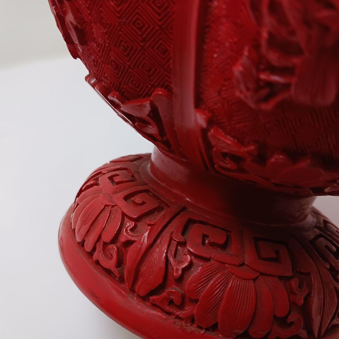 Y2551 中国 堆朱 6面花図 花瓶 高さ31.5㎝ - メルカリ